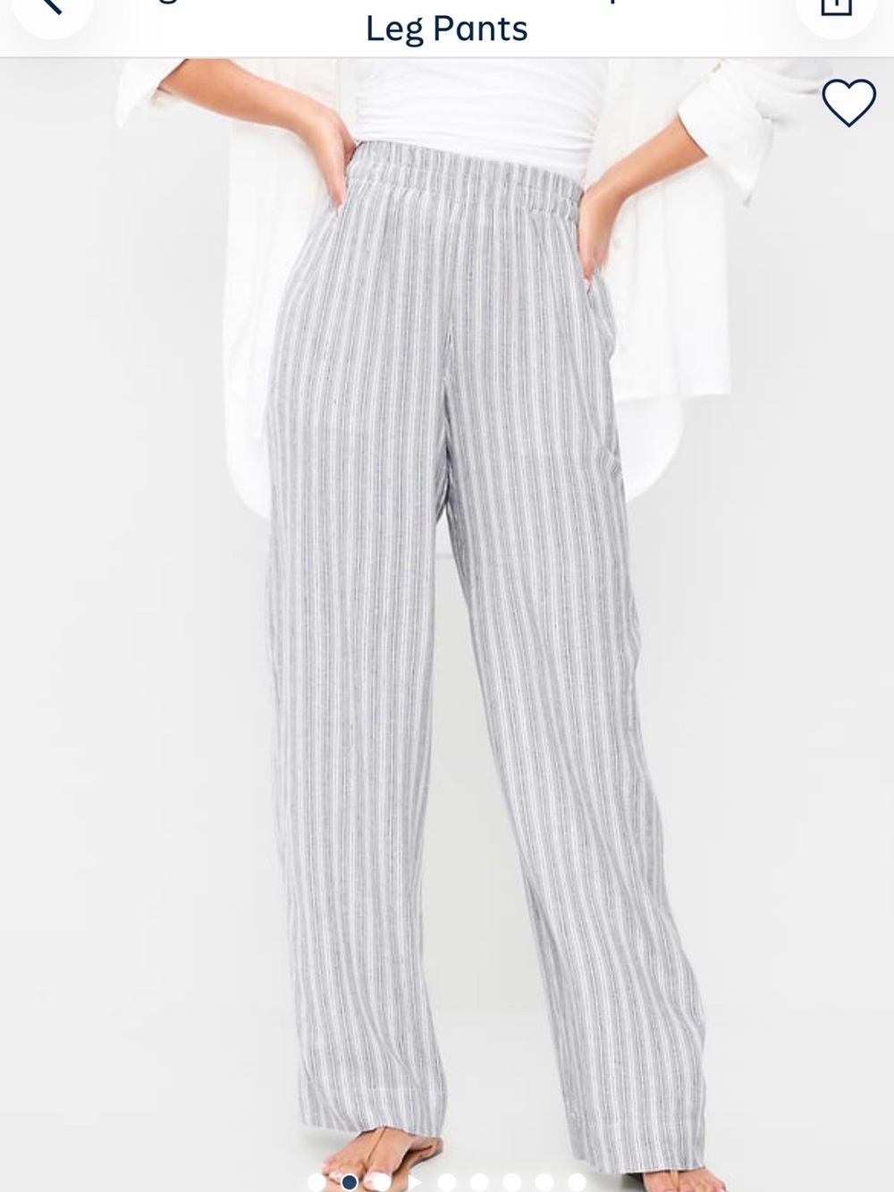 Old Navy Striped Elastic-Waist Wide Leg Pants - Blue and White - Picture 2 of 7